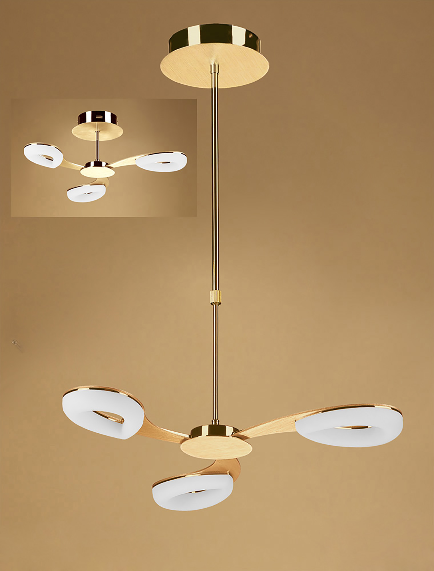 Juno Satin Gold Ceiling Lights Mantra Fusion Multi Arm Fittings